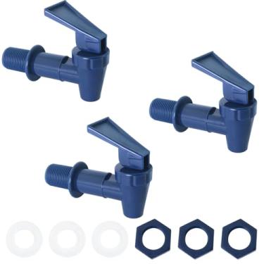 Imagem de ITROLLE Dispensador de bebidas 3 peças torneira de substituição de refrigerador de plástico azul 8 x 6,5 cm acessórios para dispensador de água para garrafas térmicas recipientes de barril de enzima
