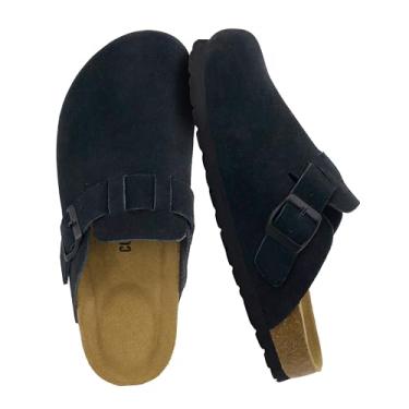 Imagem de CUSHIONAIRE Hana Classic Clog Tênis feminino – Camurça genuína sem cadarço Mule Sapatos confortáveis para mulheres, Preto, 40