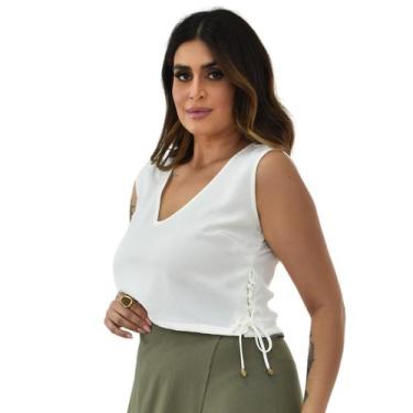 Imagem de Regata Cropped C/ Amarrações Tecido Crepe Plus Size 42 Ao 52 - Sutsen,