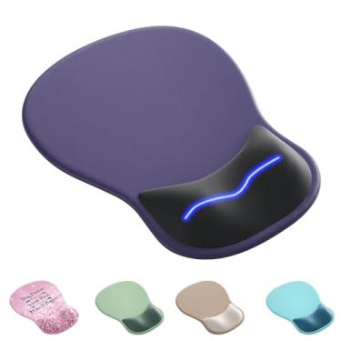 Imagem de Mouse pad ergonômico com descanso de pulso, bonito suporte de pulso de gel para mousepad - pequeno mini portátil para viagem, mouse pads para mesa, computador, escritório e decoração de casa (cinza e