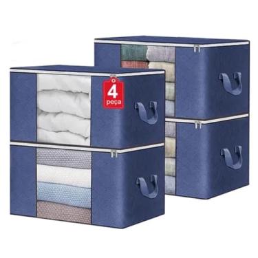 Imagem de Kit 4 Sacos Organizador Multiuso Anti Mofo Dobrável Edredom Cobertores Roupas de Cama Travesseiros Banho