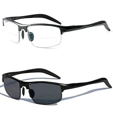 Imagem de mincl Óculos De Leitura Multifocais Alumínio E Magnésio Para Homens, Presbiopia, Hipermetropia, Bifocais, Fotocrômicos, Nx (Preto, 2.0)