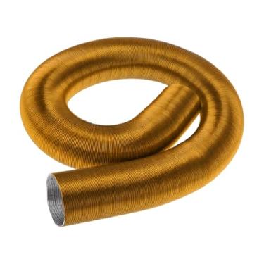 Imagem de VekAuto Tubo de duto de aquecedor de carro de 60 mm de diâmetro 180 cm Mangueira de duto de ar quente para aquecedor a diesel, tom dourado