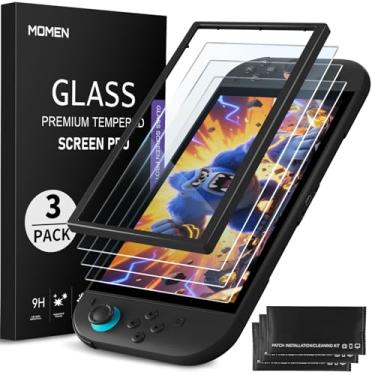 Imagem de MOMEN 3-Pack Switch 2 Tempered Glass Screen Protector for Nintendo Switch2 Console Anti-Glare with Auto-Alignment 2025, Anti Blue Light 9H Glass Matte Screen Protector, Dust Free, Easy Installation