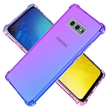 Imagem de KOARWVC Capa para Galaxy S10E, SM-G970U, capa transparente gradiente fina antiarranhões TPU à prova de choque capa protetora para celular para Samsung Galaxy S10E (roxo/azul)