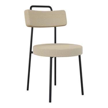 Imagem de Cadeira Sala de Jantar Kobe Estofada com Encosto Linho Bege - Desk Design