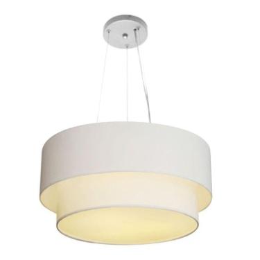 Imagem de Lustre Pendente Duplo Cilíndrico Vivare Md-4369 Cúpula Em Tecido 45x40cm - Bivolt Branco 127/220v
