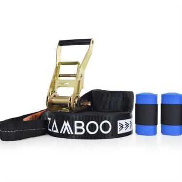 Imagem de Slackline Zamboo Kit StartLine 15m Preto Com Catraca Reforçada Proteto