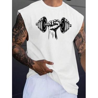 Imagem de Regata Oversized Masculina Algodão Academia Gym Peso Basica - crushed,