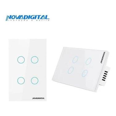Imagem de Interruptor Inteligente 4 Botões Alexa Sem Fio Touch Branco