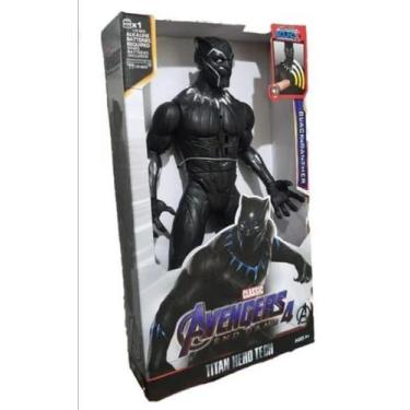 Imagem de Boneco Pantera Negra 30cm Articulado Com Som e Luz Black - Heroes