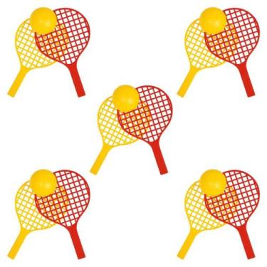 Imagem de Kit 10 Par Raquete Tênis Brinquedo Infantil Colorido Lembrancinha - AM
