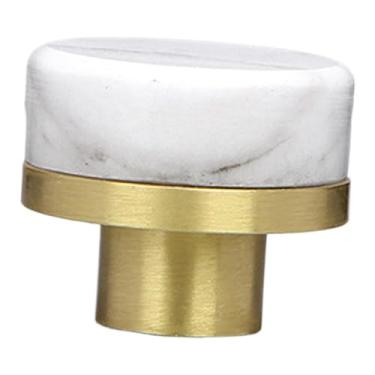 Imagem de IEUDNS Puxador de gaveta de latão e mármore, 3,05 cm, pequeno, para móveis, para armários de cozinha, quarto, guarda-roupas, banheiro, Branco