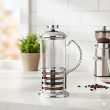 Imagem de Prensa Francesa 350ml de Vidro e Aço Inox – Cafeteira e Cremeira Premium