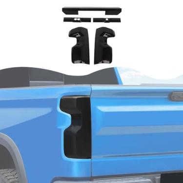 Imagem de HTHE Acabamento da tampa da luz de freio de montagem alta/decoração de luz traseira compatível com Chevrolet Silverado 2022 2023 2024 2025 acessório externo ABS 5ps (preto)