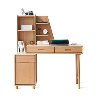 Imagem de Escrivaninha para computador para escritório em casa, moderna, simples, sala de estudo, mesa de escrita, multifuncional, telescópica, combinada, com prateleira de armazenamento e armário de