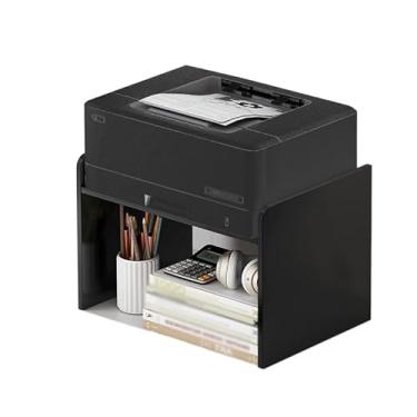 Imagem de Suporte de impressão, mesa de escritório, prateleira, prateleira, impressora, mesa, prateleira de armazenamento de copiadora de camada dupla, estante de livros, mesa de impressora (cor: preto, tamanho