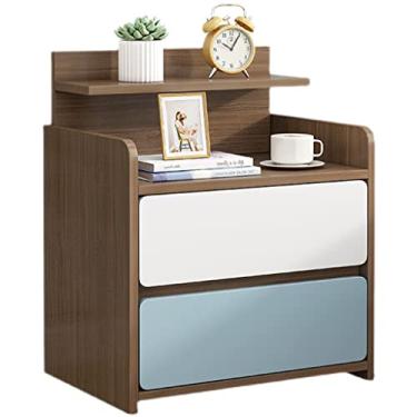 Imagem de Sofá, mesa de cabeceira, moderna, minimalista, com prateleira, gaveta dupla, armário de armazenamento, casa, quarto, mesa de cabeceira pequena (A)