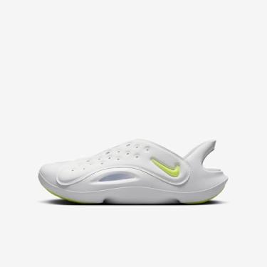 Imagem de Nike Aqua Swoosh Sandálias infantis grandes (FV6363-100, Branco/Platina pura/Volt) Tamanho 6