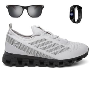 Imagem de Kit Tênis Masculino Esportivo Para Corrida Caminhada Ultra Macio + Óculos e Relógio Digital - Branco/39