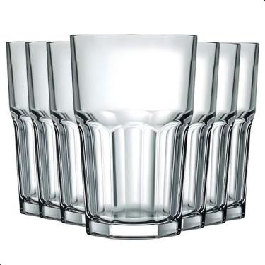 Imagem de Jogo De Copos Em Vidro Kit 6 Peças Cozinha Água Suco Drink - Sigullar