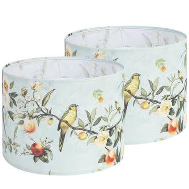 Imagem de Conjunto de 2 abajures Haultop, 33x33x25 cm, estampa floral de pássaro