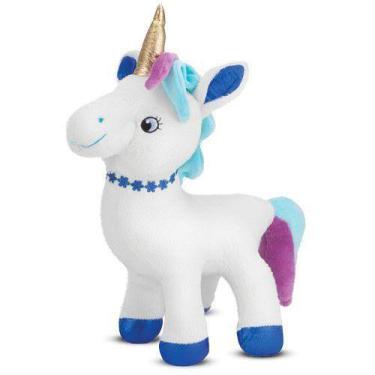 Imagem de Unicórnio de Pelúcia Branco e Azul 34 cm Antialérgico - CTX