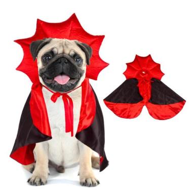 Imagem de Fantasia ADOGGYGO Vampire Devil Dog Capa de Halloween para cães
