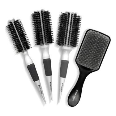 Imagem de Kit 3 Escovas Thermal Ceramic Profissional Raquete Free Flex Branco - 