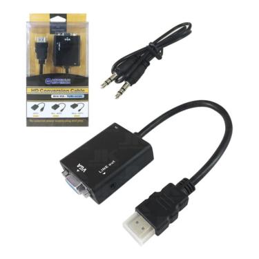 Imagem de Conversor Adaptador De Vídeo Hdmi Para Vga Com Áudio P2