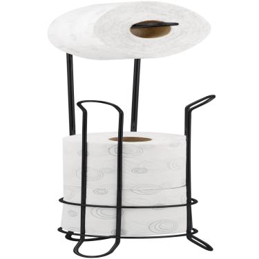 Imagem de Porta Papel Higiênico de Chão Suporte para 4 Rolos Preto Organização Banheiro