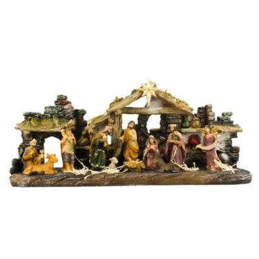Imagem de Presépio Estábulo Natalino Em Resina Luxo Moderno 43Cm - Taimes