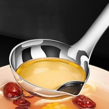 Imagem de Colher de filtro de óleo de aço inoxidável de grau alimentício, porta de desvio, colher de sopa de separação rápida de óleo e água para cozinha doméstica pequenas ferramentas