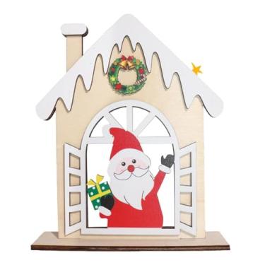 Imagem de IEUDNS Decoração de mesa de Natal Placa de mesa Enfeite de madeira Casa gravada para estante Sala de jantar Entrada de casa, Papai Noel
