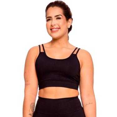 Imagem de Top Alça Dupla Com Forro Practice Preto Massam Fitness-Feminino