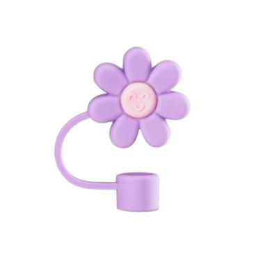 Imagem de Capa de palha de flores roxas rosa para copo Stanley de 40 e 850 g, tampa de cobertura de palha de silicone de 10 mm para acessórios de copo Stanley, lindo topo de palha para copos, tampa de palha