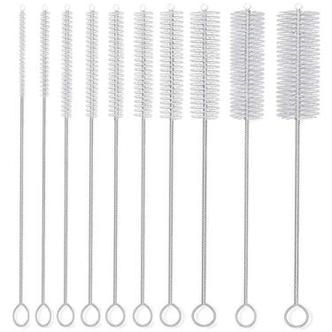 Imagem de Conjunto de escovas de limpeza de palha de aço inoxidável de 20 cm – 10 tamanhos (0,2 cm a 2,5 cm) para limpeza profunda canudos reutilizáveis, tubos de ensaio, agitadores de café, garrafas estreitas