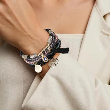 Imagem de Pulseira elástica Boho com contas coloridas empilháveis de contas de cristal modernas bijuterias presentes para mulheres, F, Aço inoxidável, Sem Pedra Preciosa