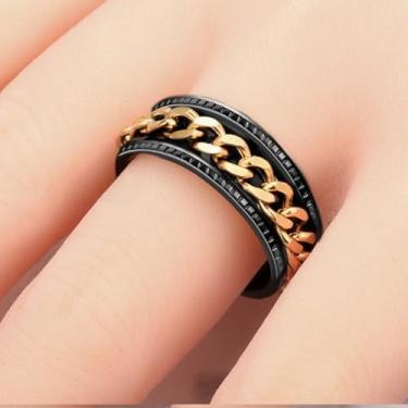 Imagem de Anel masculino fidget spinner, aço inoxidável, ansiedade, sem estresse, aliança de casamento legal, ajuste confortável, Aço inoxidável, Sem pedra preciosa