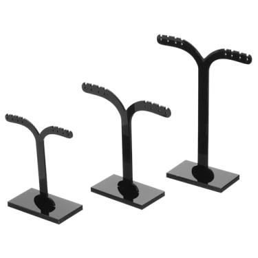 Imagem de Suporte de exibição de brinco, 6 peças, suporte de brinco de acrílico, organizador de brincos, colar organizador em Y para colar de fotografia de joias, preto