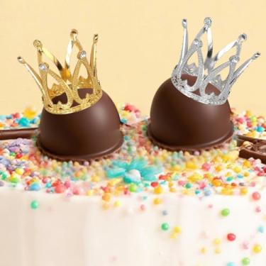 Imagem de 2 peças de topo de bolo mini coroa de cristal acessórios decorativos para decoração de bolo de festa e casamento