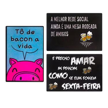 Imagem de Kit 03 Placas de Mdf Decorativas Churrasco 19,5x29,5  - D'Rossi