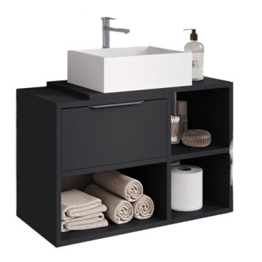 Imagem de Gabinete Suspenso Banheiro 60cm com Porta Basculante(preto)