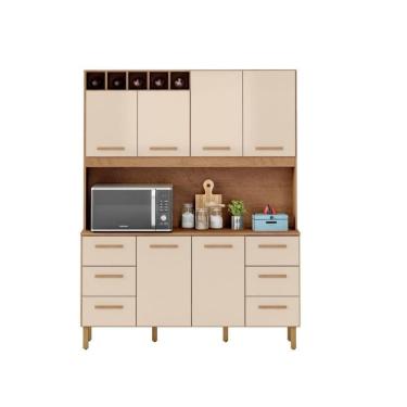Imagem de Armário De Cozinha Lívia 1,57m Com 6 Portas Amêndoa Off White