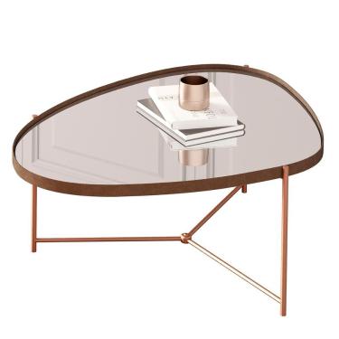 Imagem de Mesa De Centro Organica Alamanda Espelhada Com Pés Metálicos Castanho-bronze