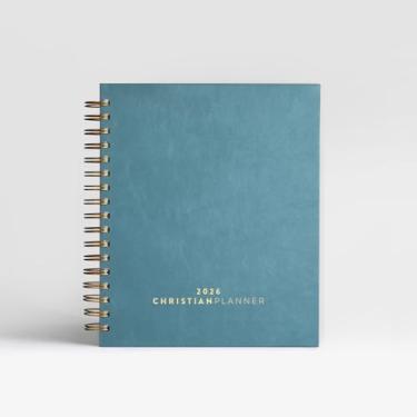 Imagem de Christian Planner 2024 | Diário da Bíblia e livro de gratidão 17,78 cm x 25,4 cm encadernado em espiral com papel ecológico certificado FSC | Organizador mensal, semanal, diário, perfeito para