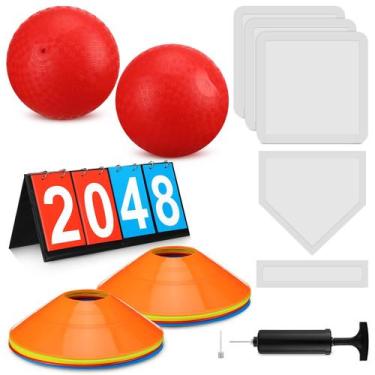 Imagem de Conjunto de kickball Poen de 19 peças com bolas de 25 cm e placar