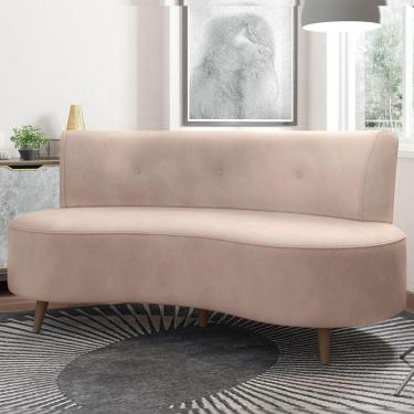 Imagem de Sofá Living 2 Lugares 135cm Aang Pés Palito Veludo Rosê G33 - Gran Belo