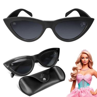 Imagem de Oculos Sol Criança Vintage Barbie Gatinho Infantil + Case Presente Preto Acetato Qualidade Premium