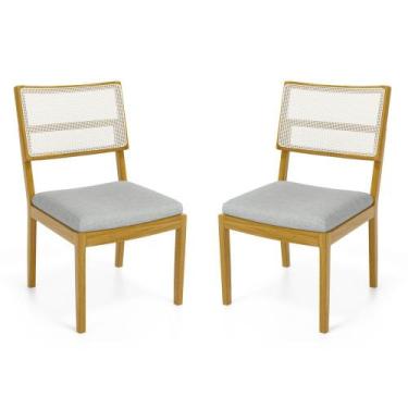 Imagem de Kit Com 2 Cadeiras Milena Madeira Maciça Assentos Estofados Encostos D